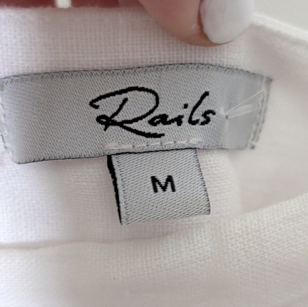 Rails Amaya Midi Dress White Linen Blend Tiered Sleeveless Size M - Picture 4 of 6